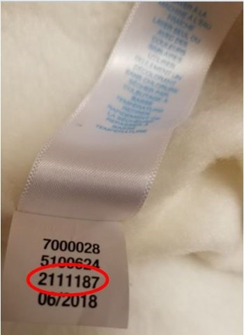 Example: a label with a barcode and model number